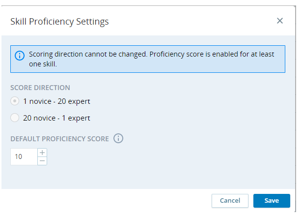 Captura de pantalla de la ventana Configuración de competencia de habilidades